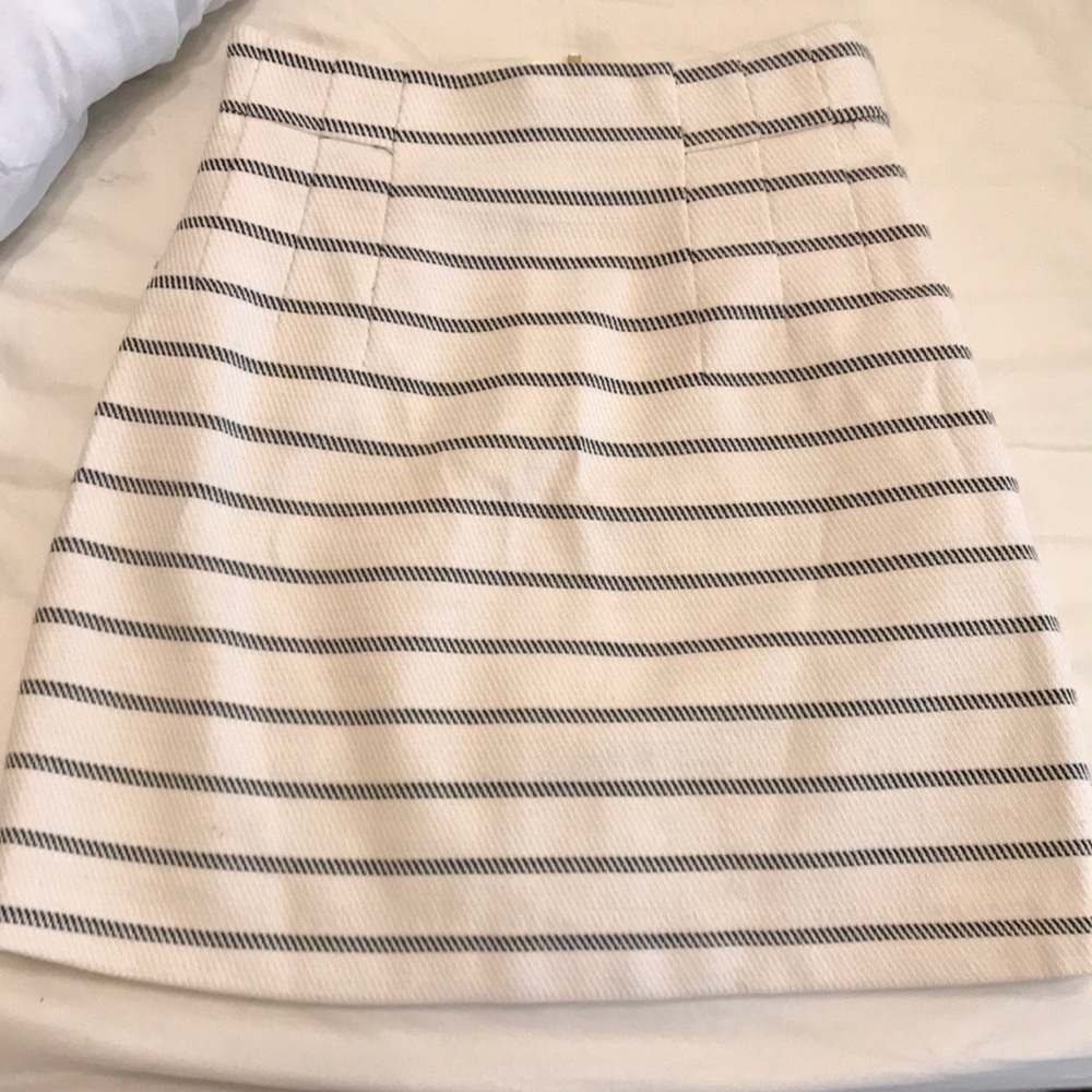 H&M Striped Creme and Navy Career Skirt